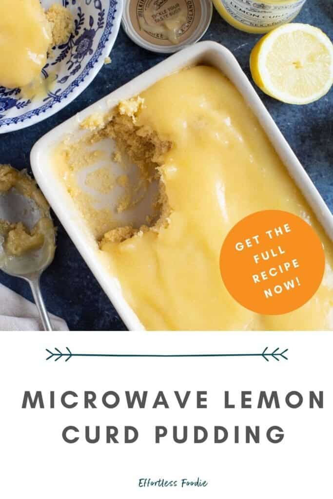 Microwave lemon sponge pudding pin image.