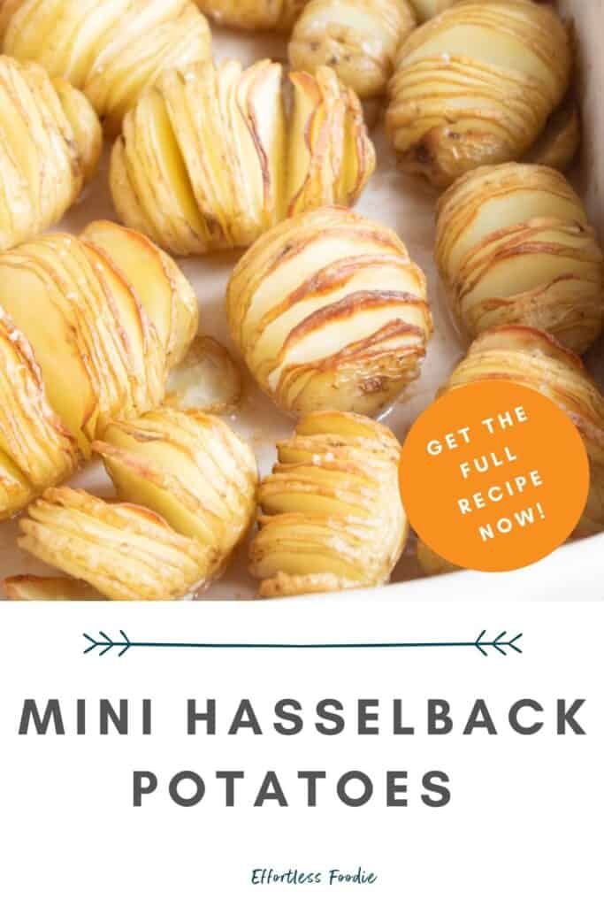 Mini hasselback potatoes pin image..