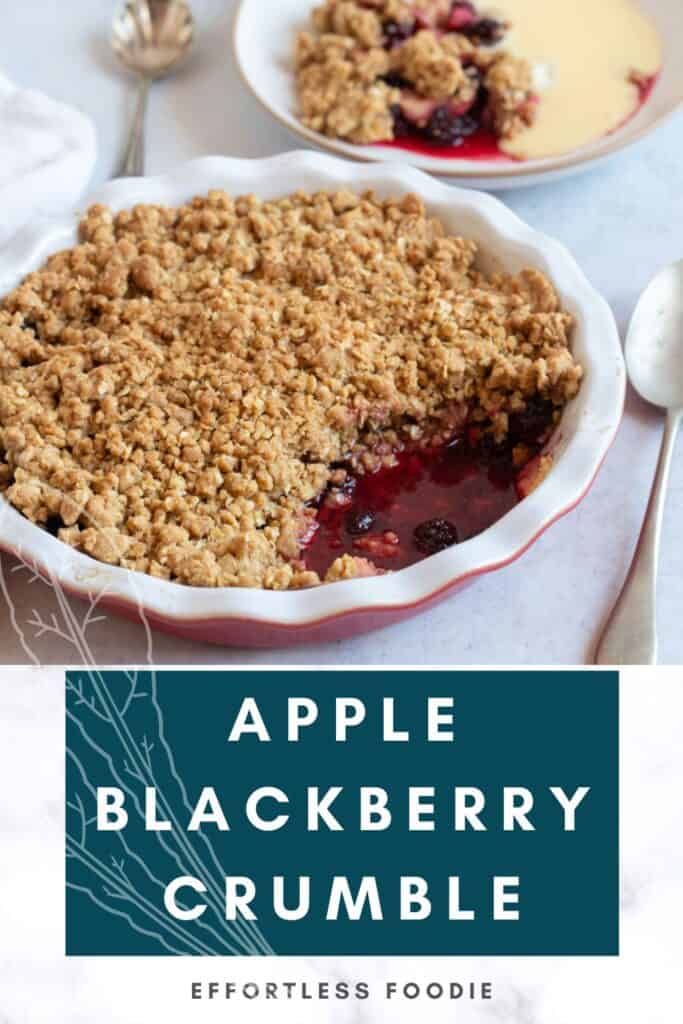 Apple and blackberry crumble Pinterest image.