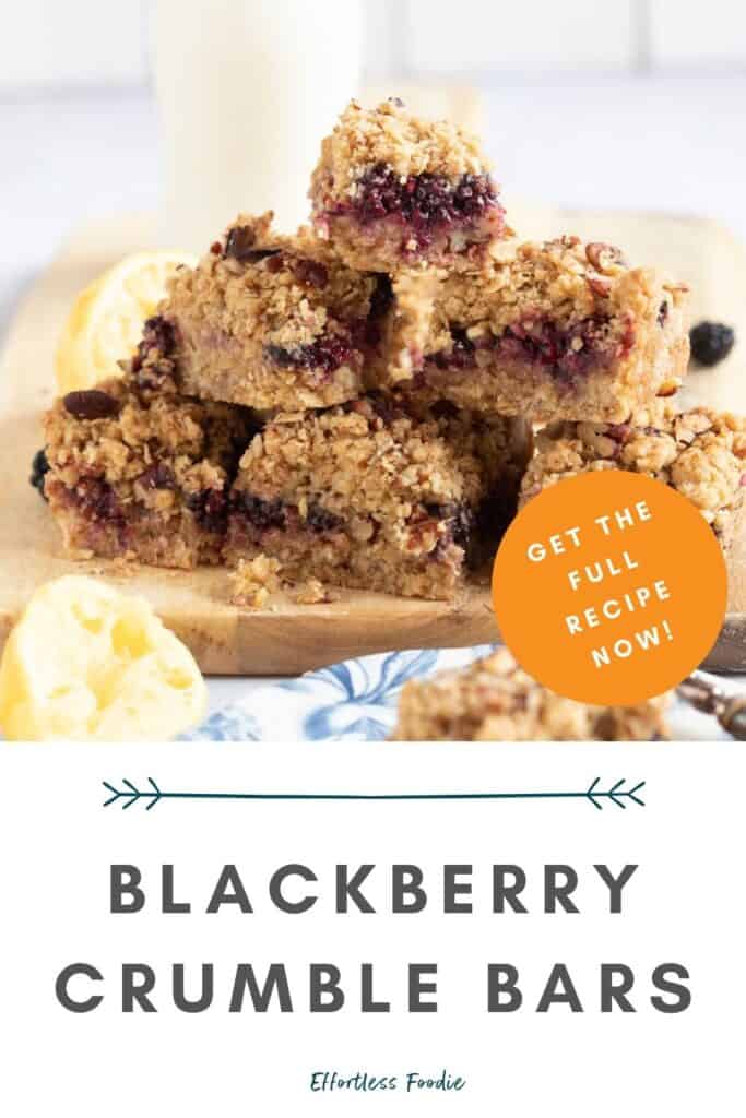 Blackberry crumble bars pin image for Pinterest.