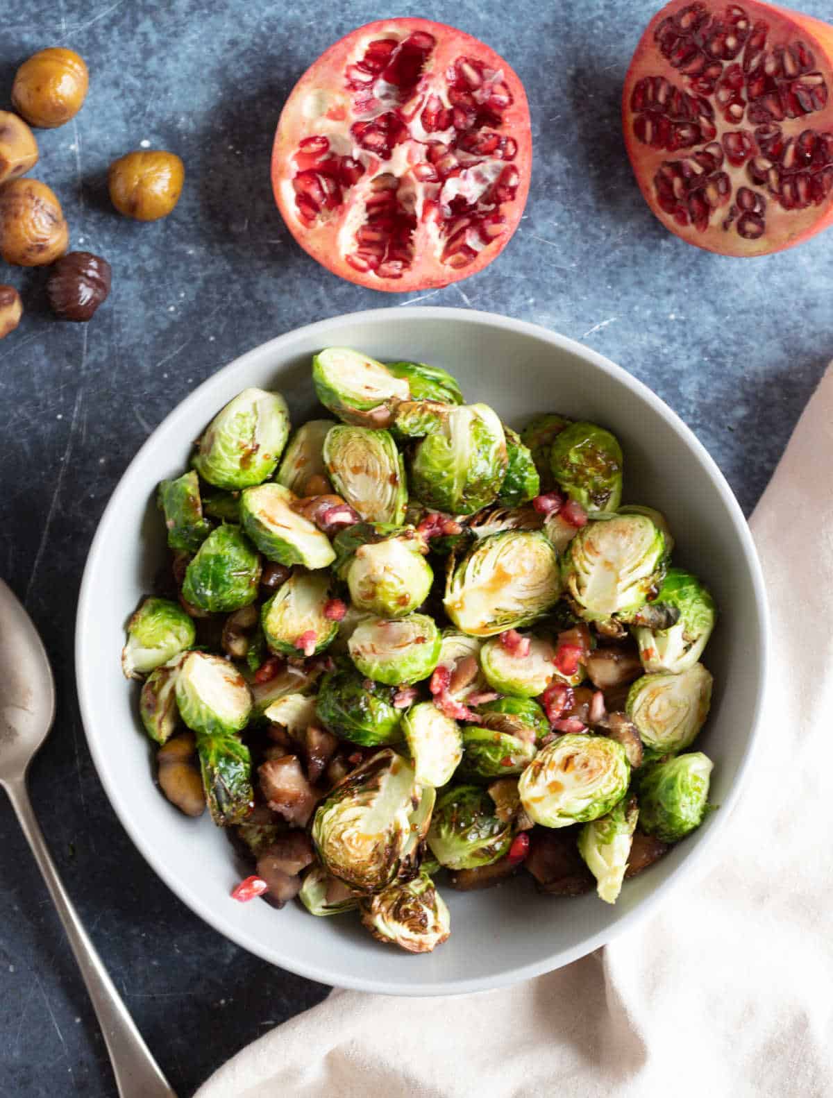 Crispy air fryer Brussel sprouts in a bowl.