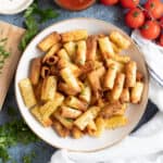 Air fryer pasta chips with Parmesan.