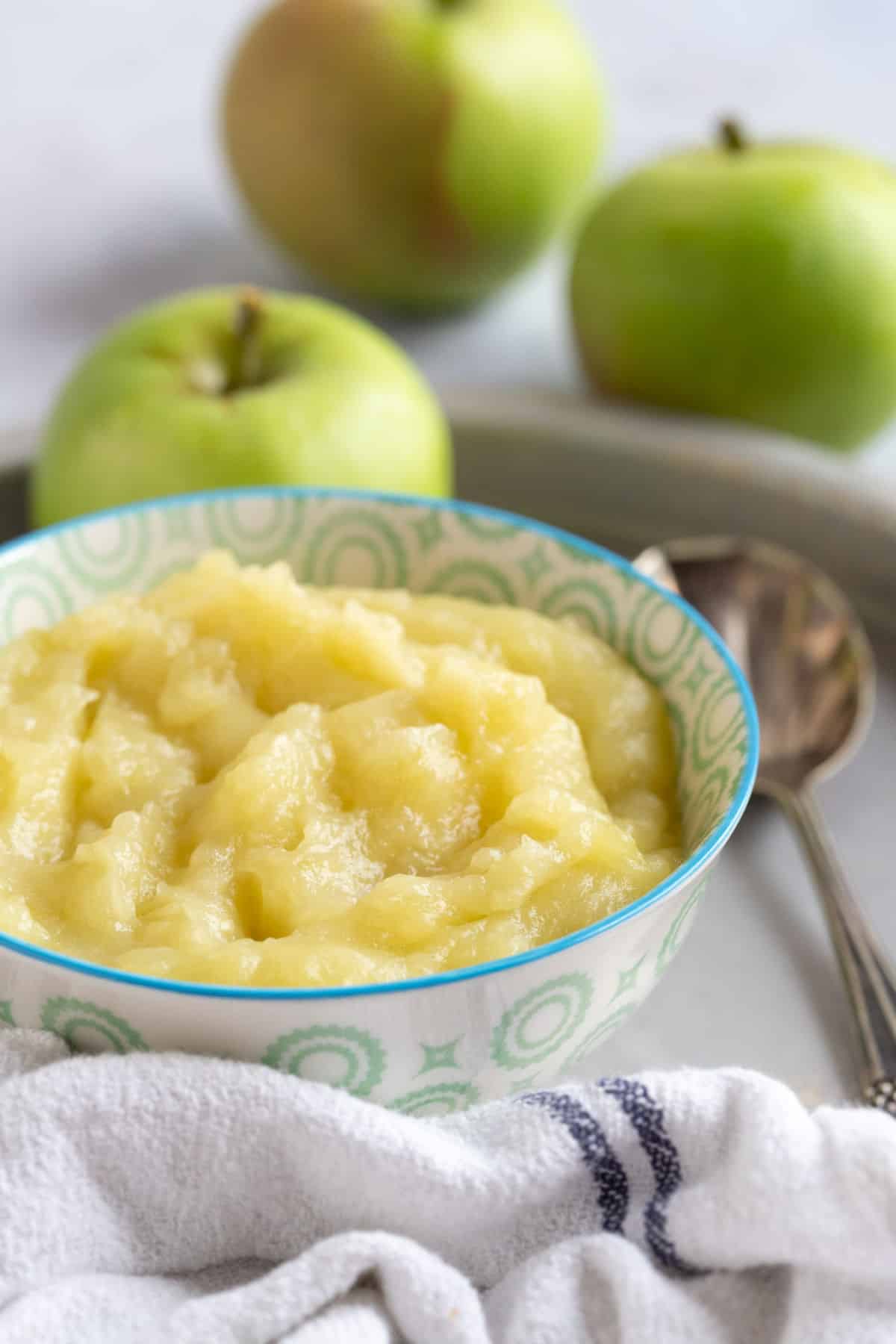 A bowl of homemade apple sauce.