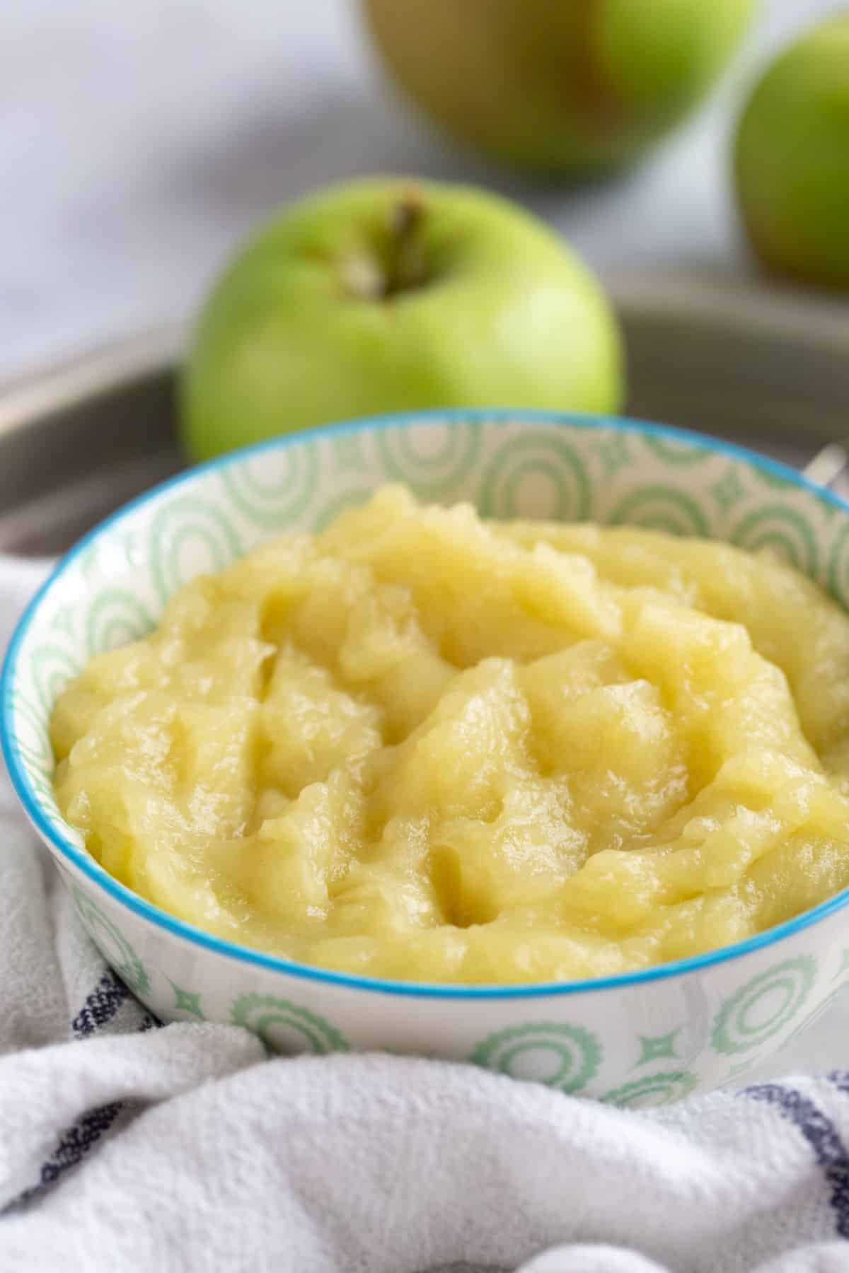 Apple sauce in a serving bowl.
