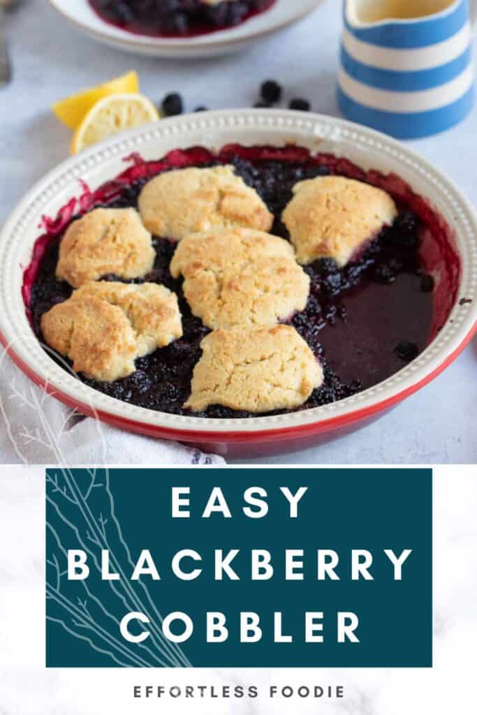 Blackberry cobbler pin image for Pinterest.