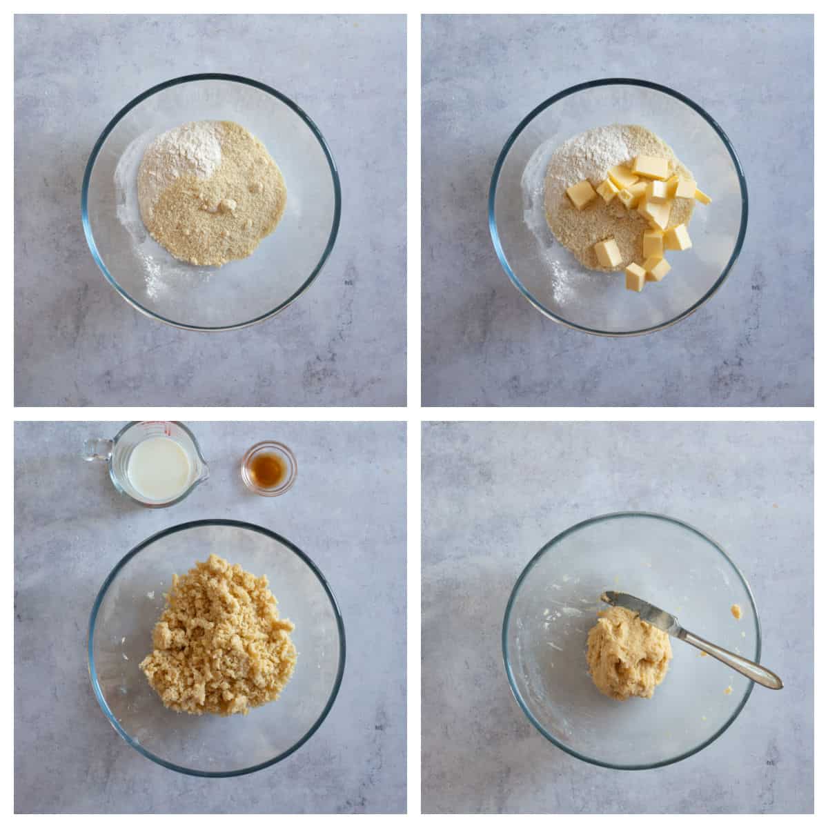 Step by step photo instructions for making cobbler dough.