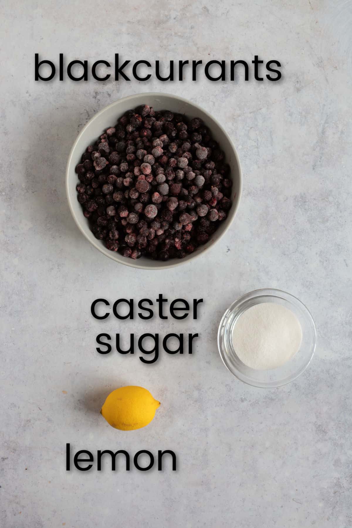 Ingredients for blackcurrant compote.