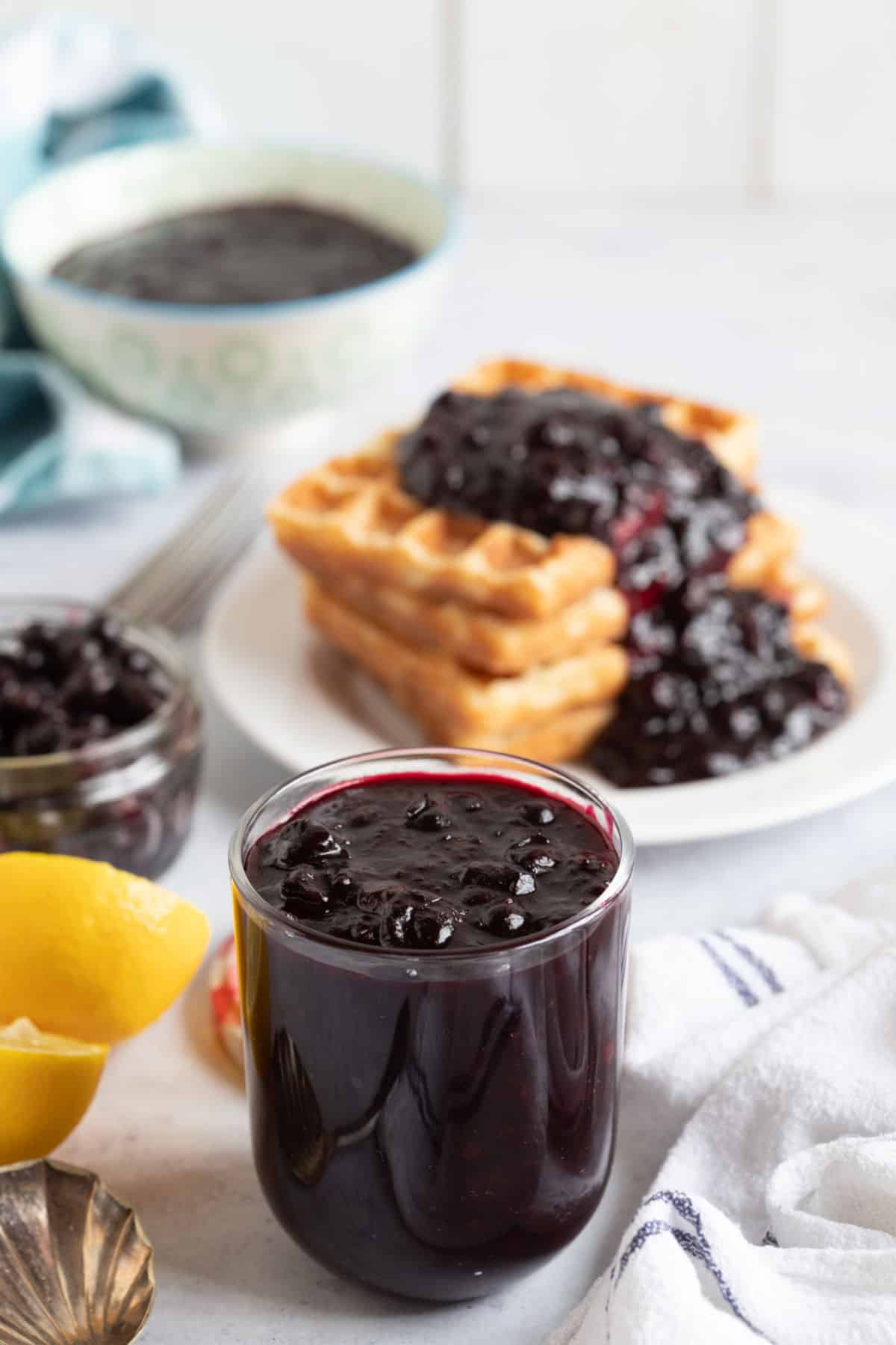 A jar of blackcurrant compote.