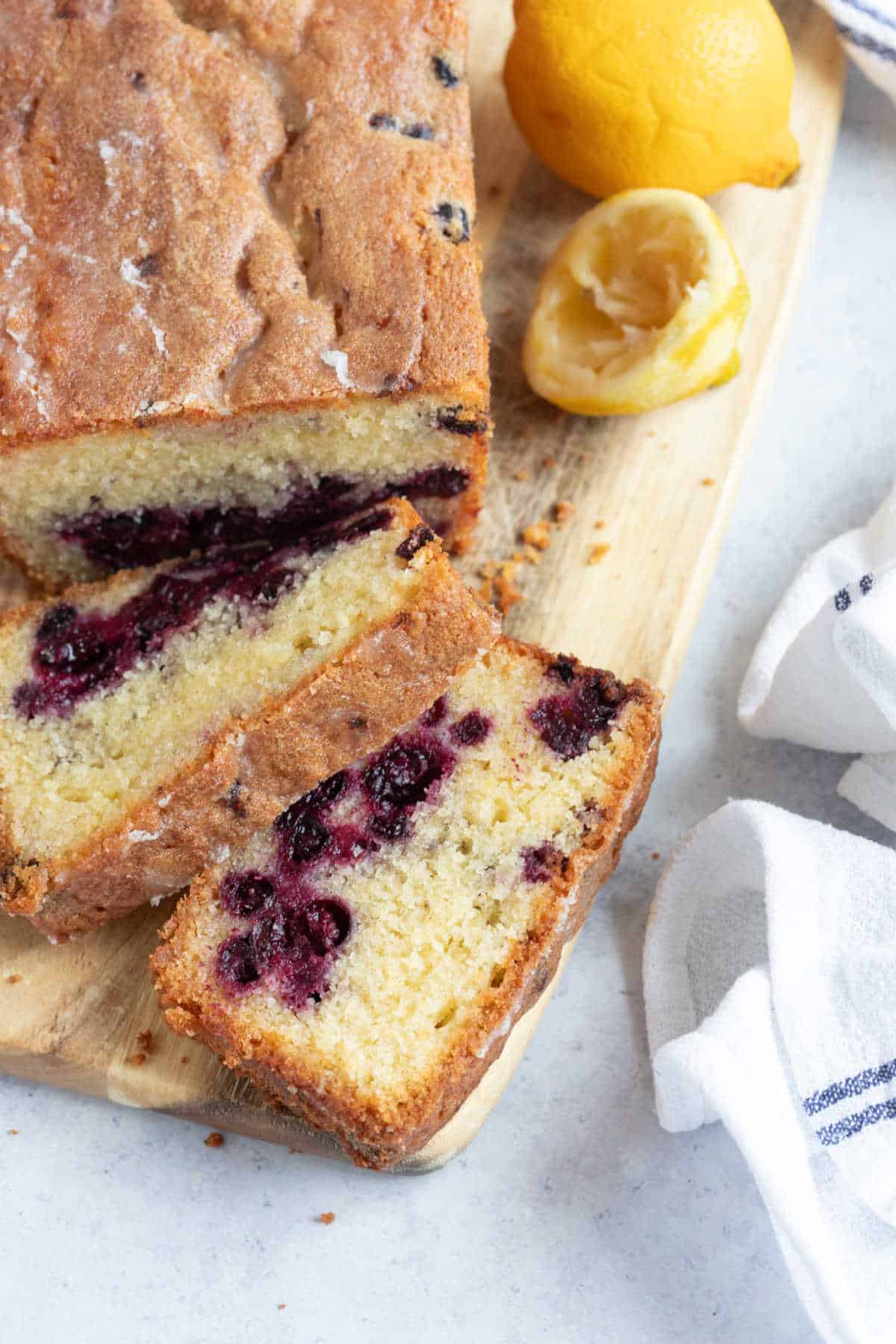 Slices of blackcurrant cake.