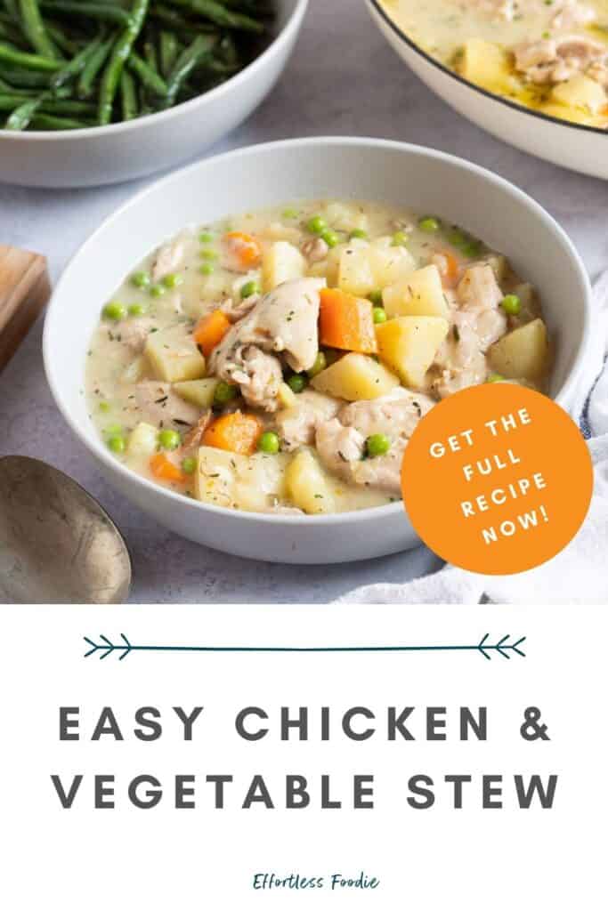 Chicken and vegetable stew pin image.