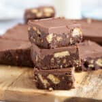 A stack of chocolate tiffin.