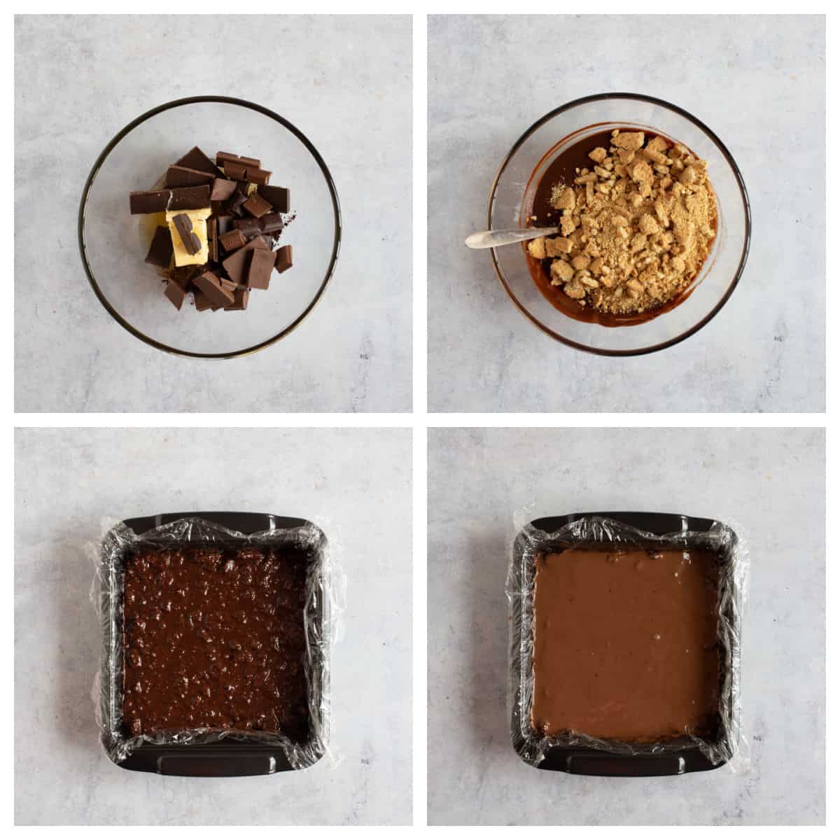 Chocolate tiffin in 4 easy steps.