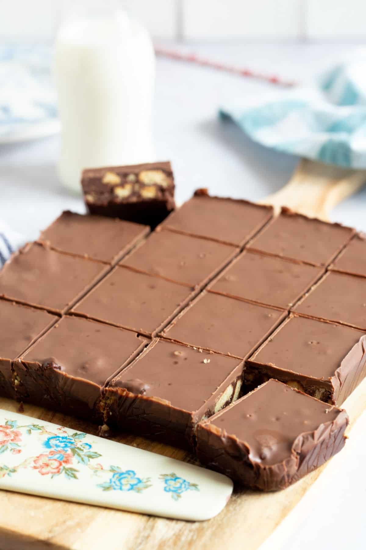 A slab of chocolate tiffin.