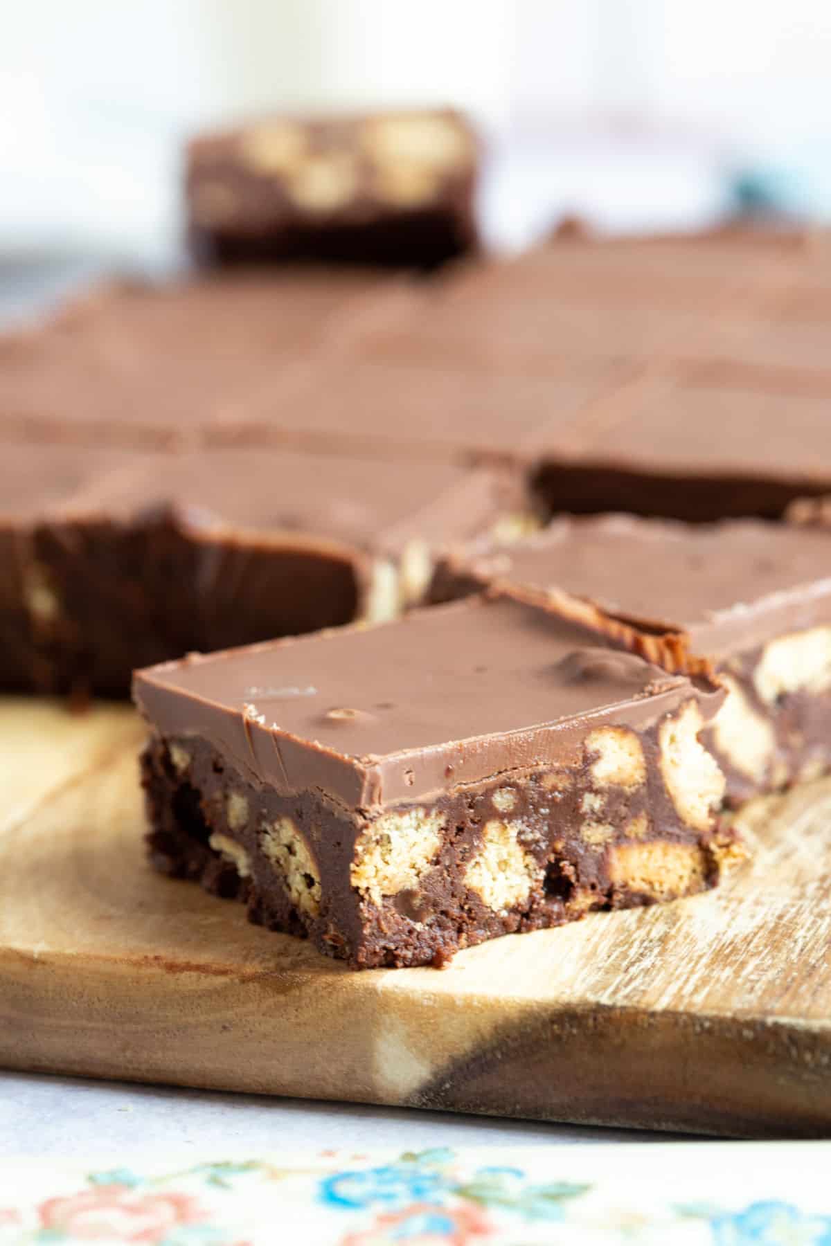 A slice of chocolate tiffin.