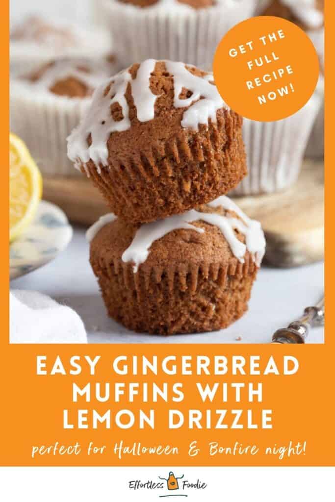 Gingerbread muffins pin image.