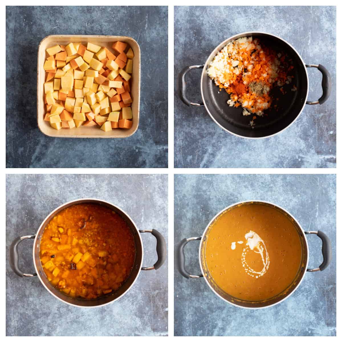 Step by step photo instructions for making swede soup.