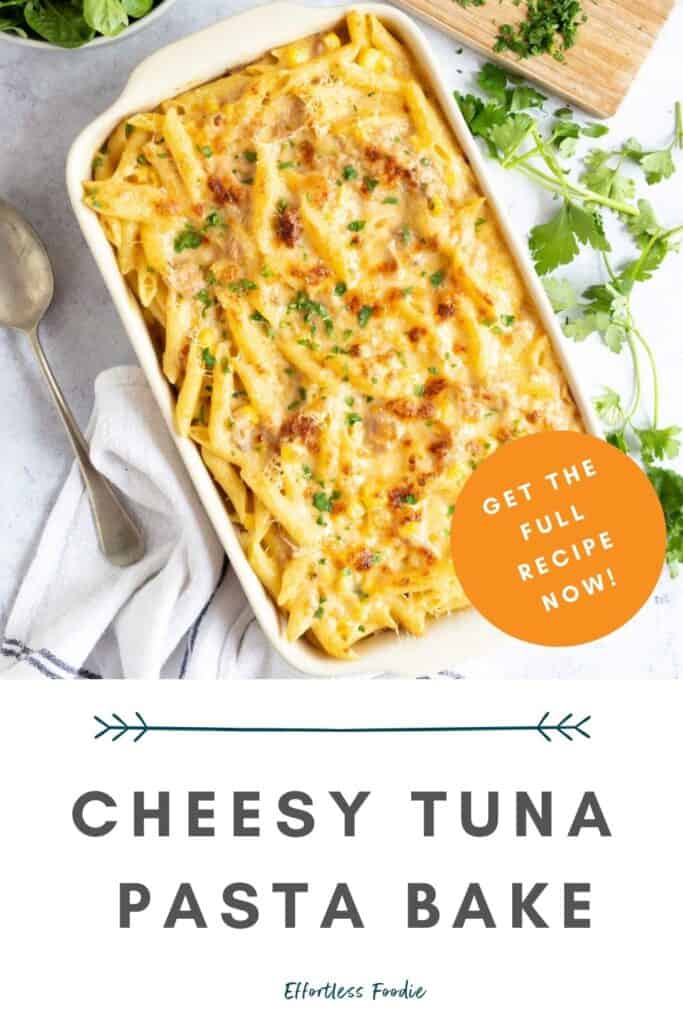 Tuna pasta bake pin image.