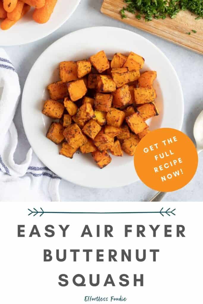 Air fryer butternut squash pin image.