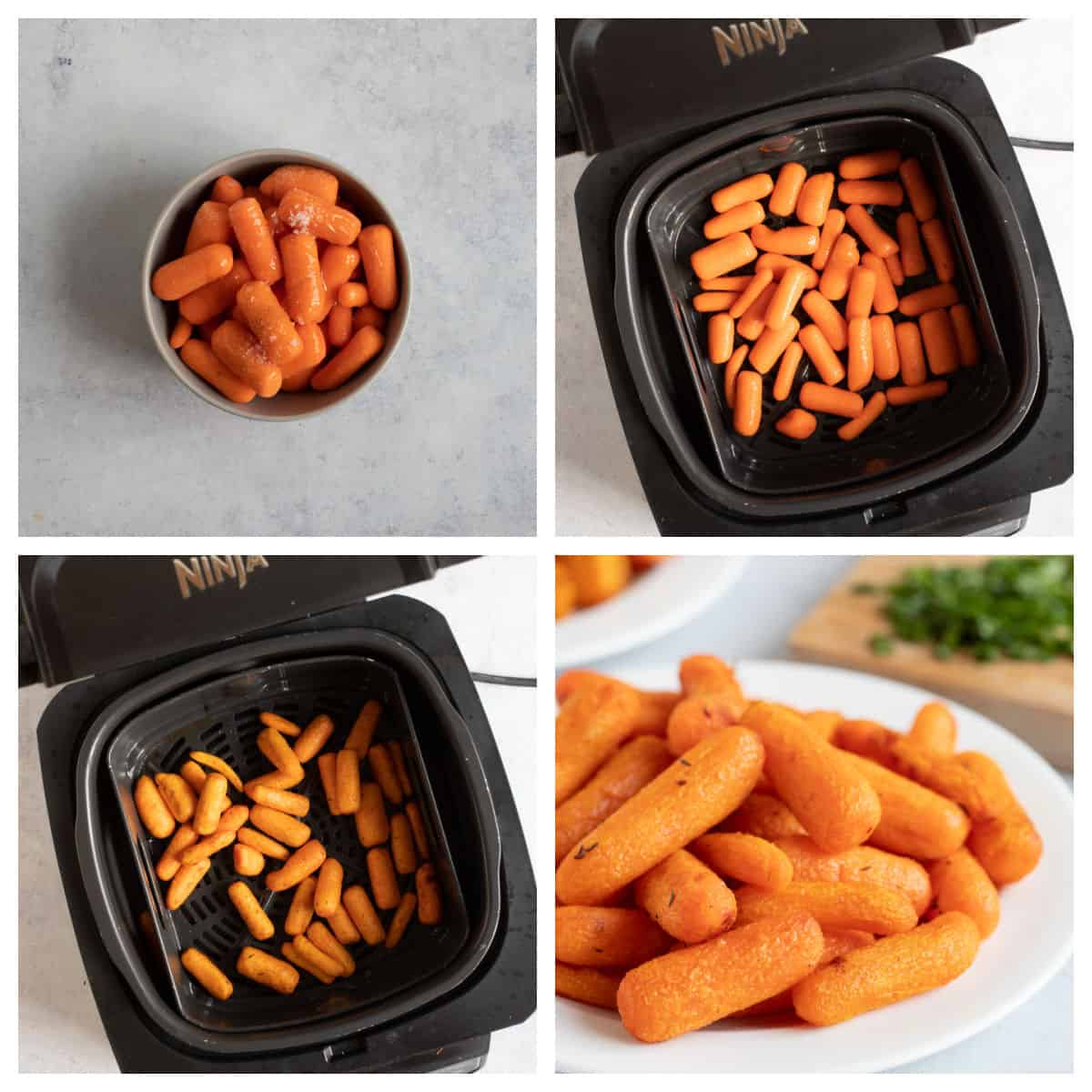 Carrots in a Ninja air fryer.