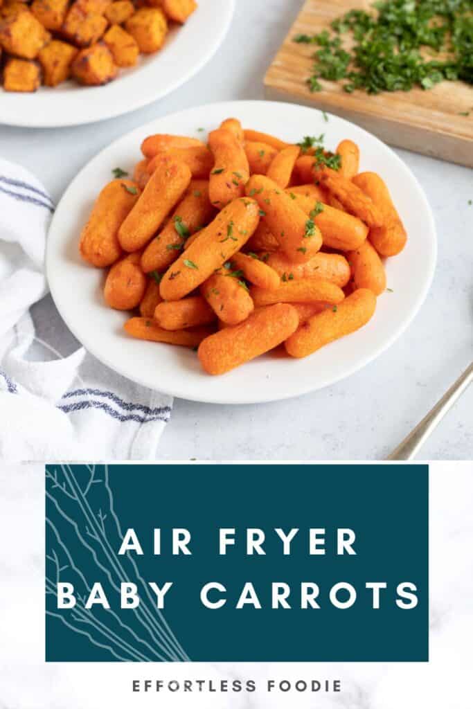 Air fryer baby carrots pin image.