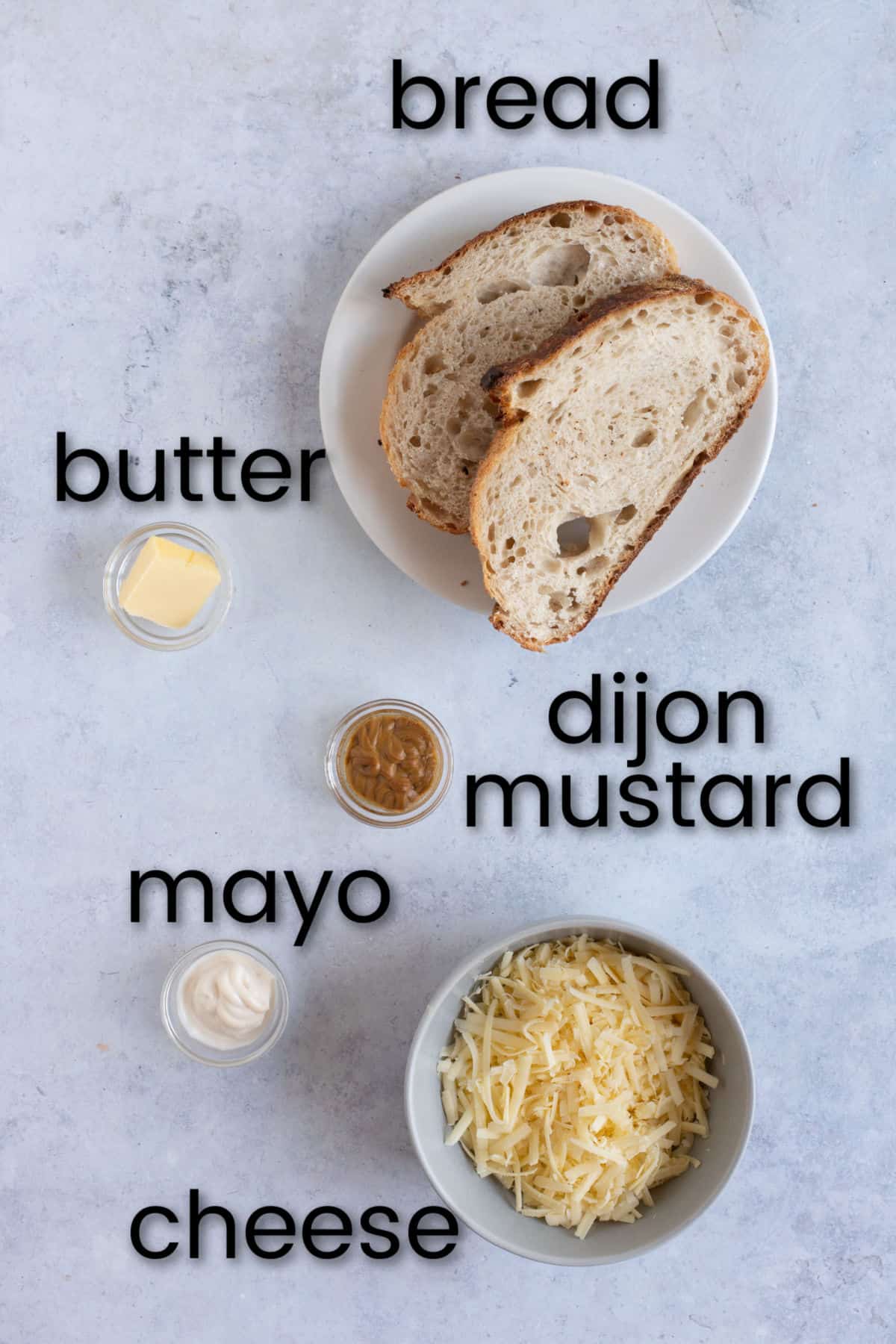 Ingredients for air fryer cheese on toast.