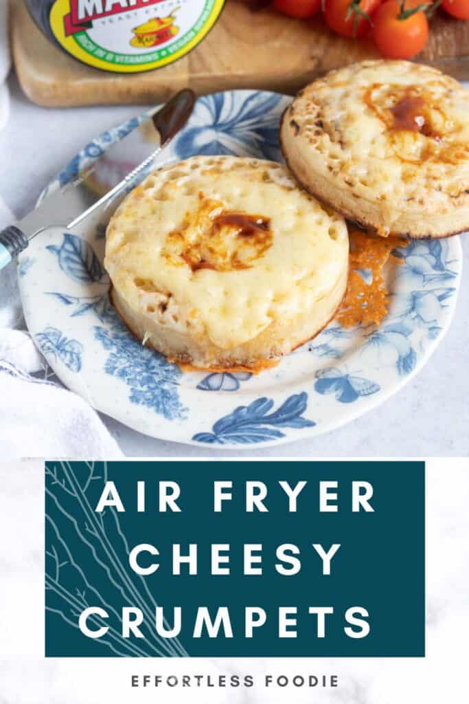 Air fryer crumpets pin image.