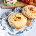 Air fryer crumpets on a plate.