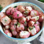 Air fryer radishes in a bowl.