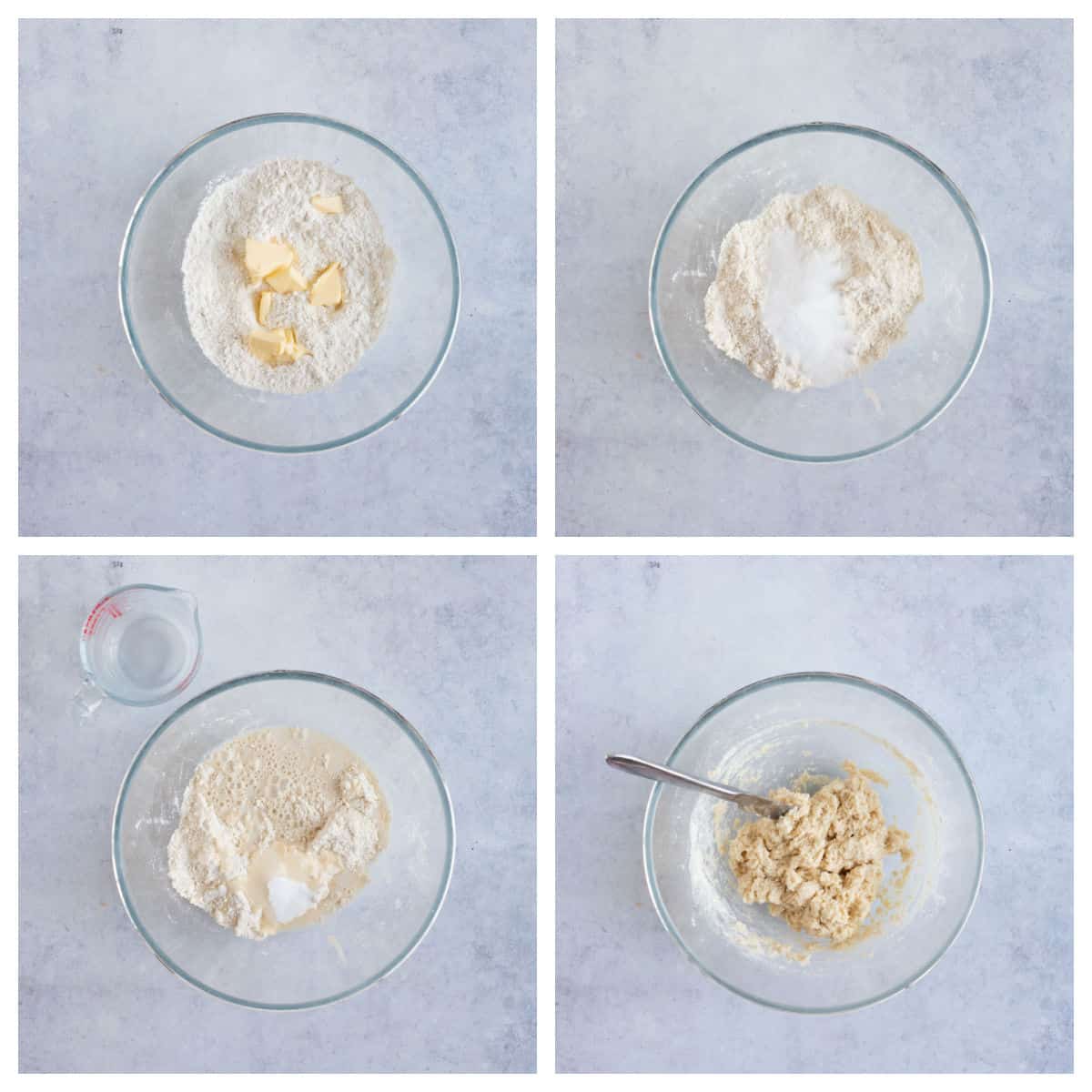 Making scone dough in a bowl.