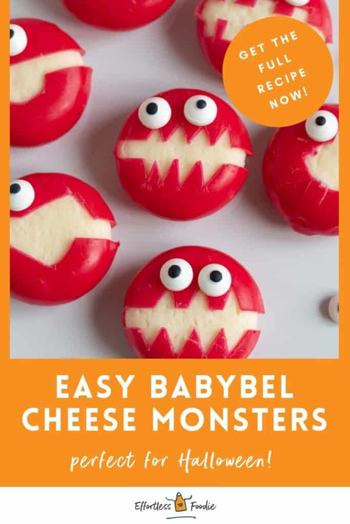 Babybel cheese monsters pin image.