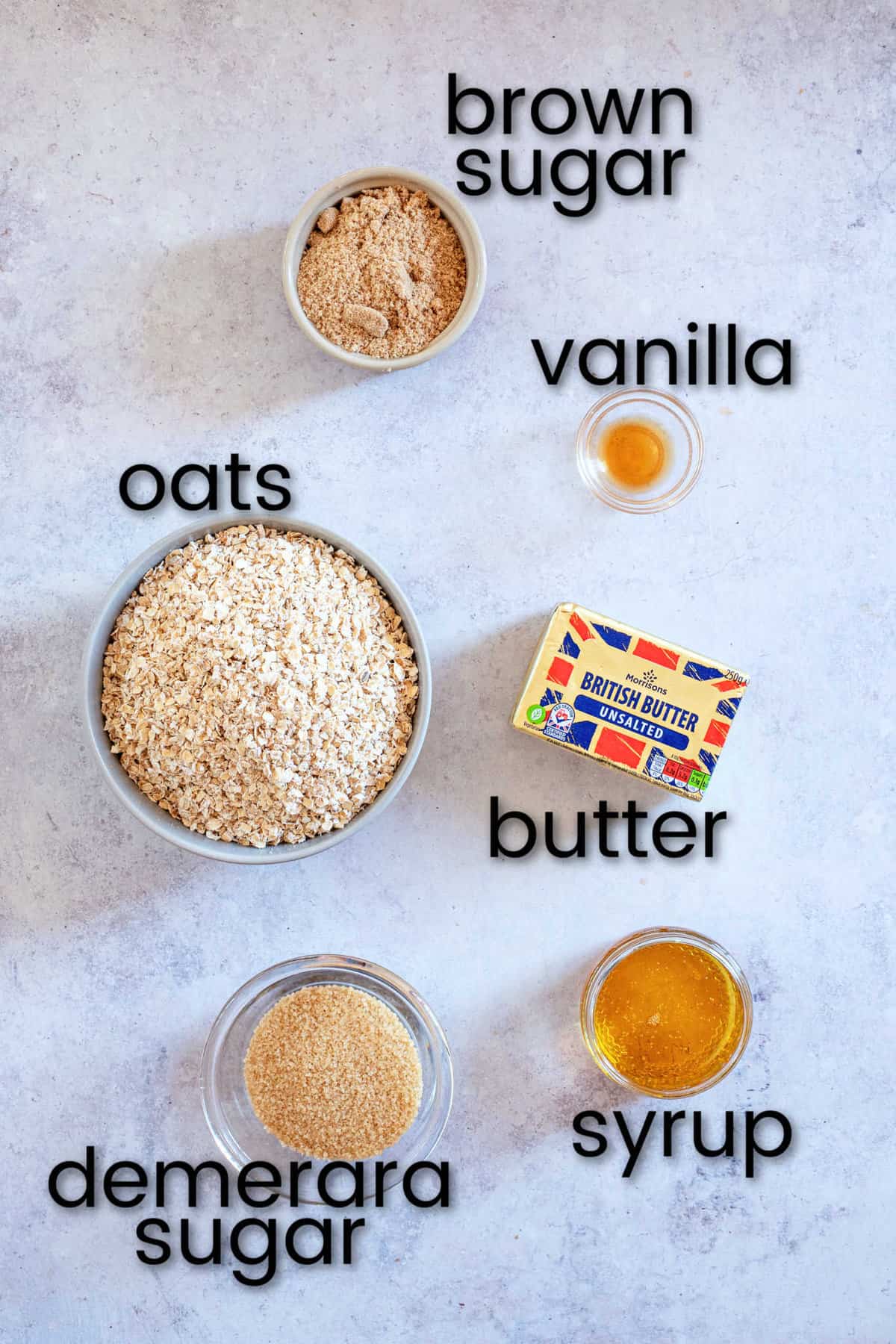 Ingredients to make flapjacks.