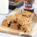 Mincemeat flapjacks on a wooden board.