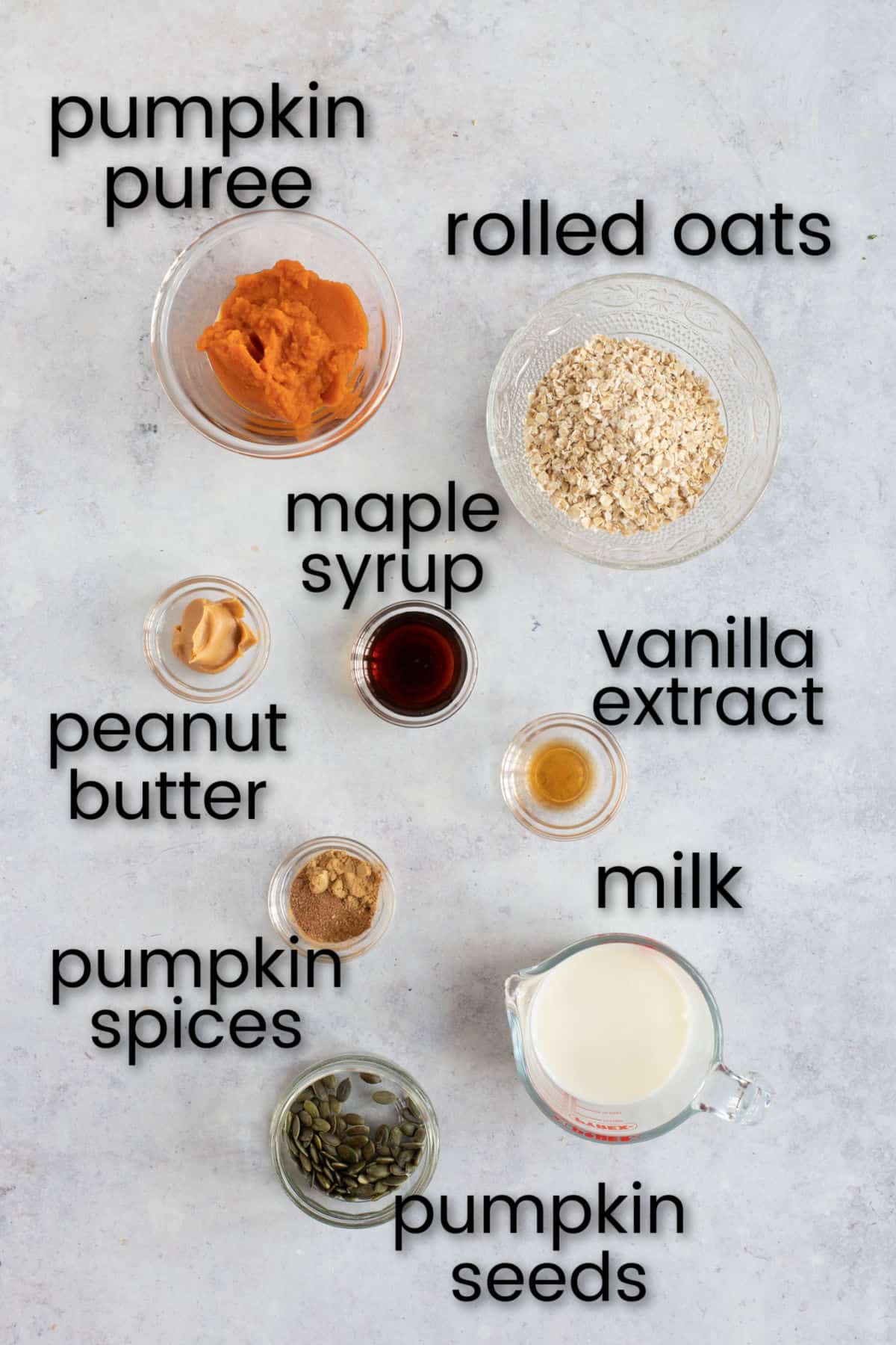 Ingredients for pumpkin pie overnight oats.