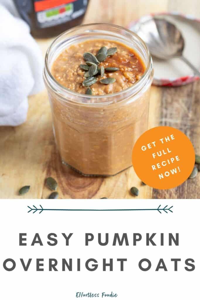 Pumpkin pie overnight oats pin image.