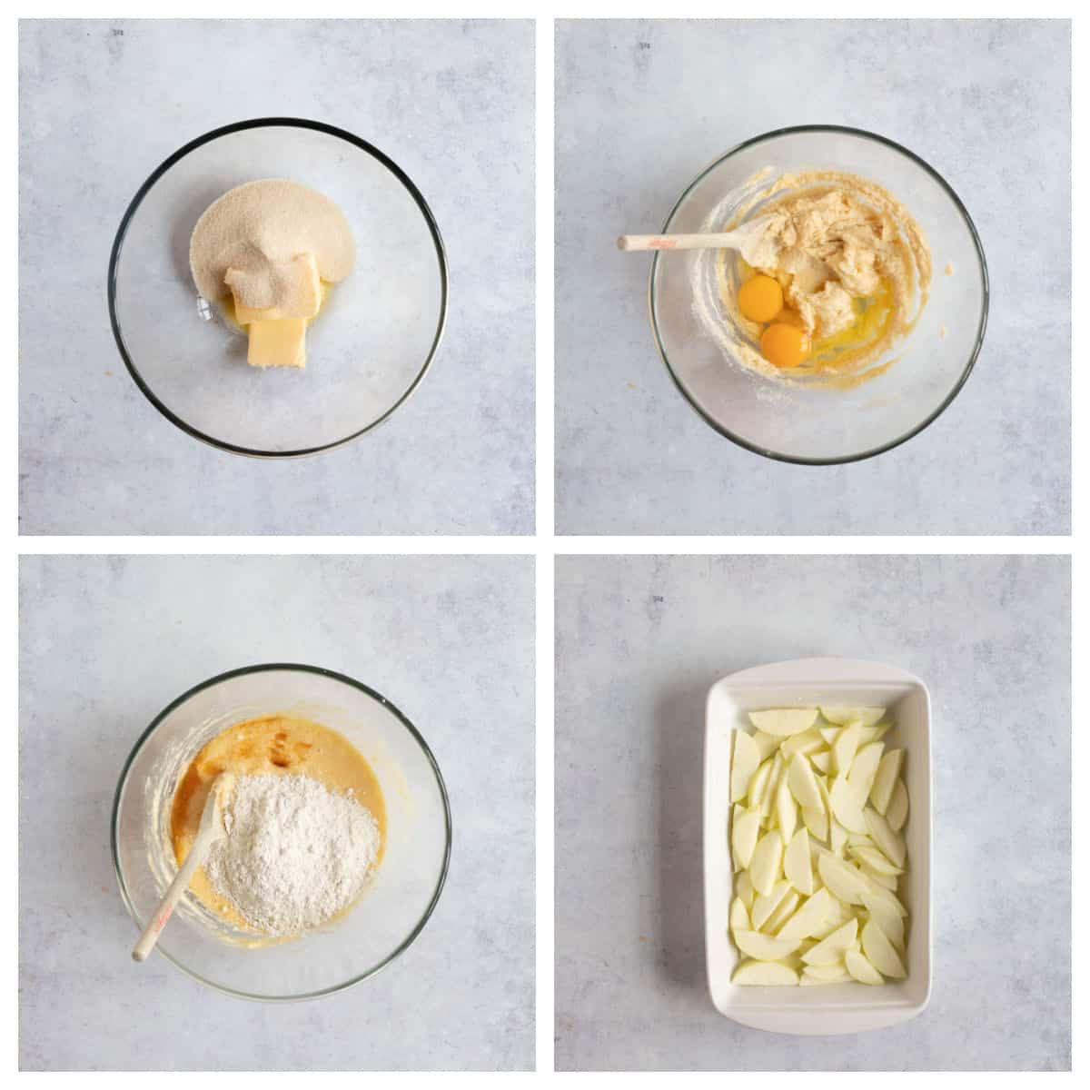 Making the sponge in a mixing bowl.