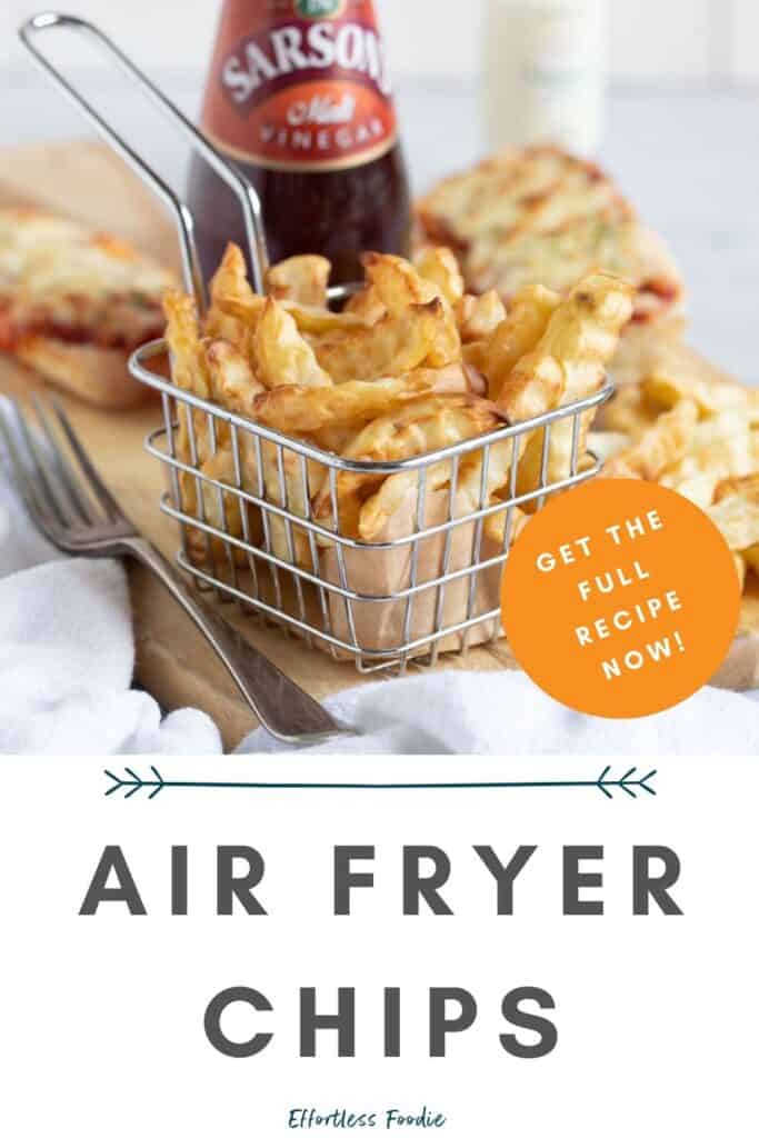 Air fryer chips pin image.