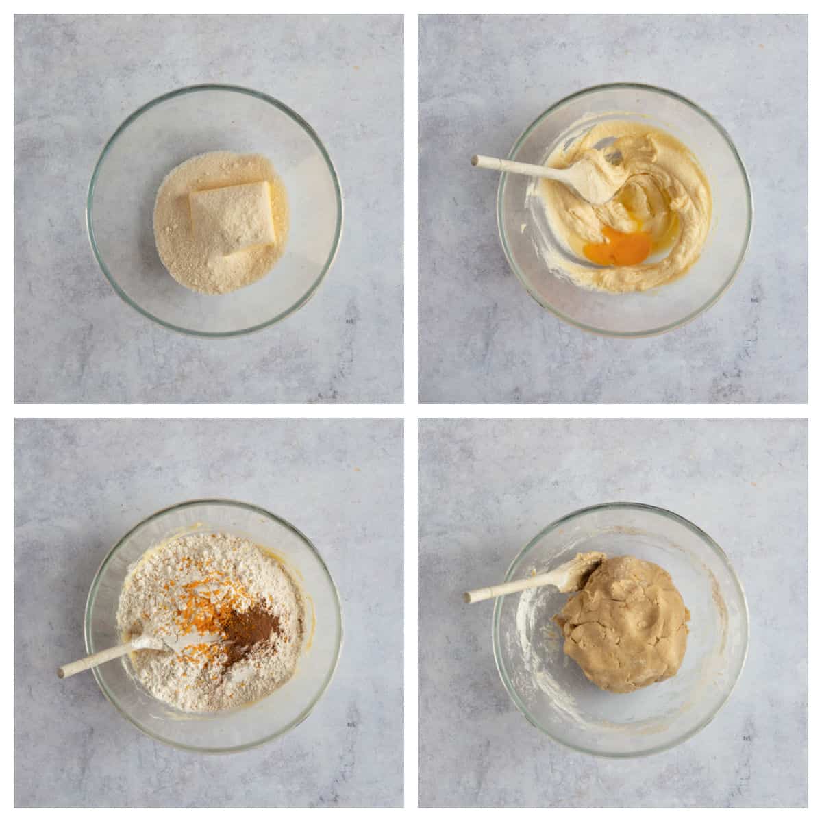 Making the biscuit dough in a large mixing bowl.