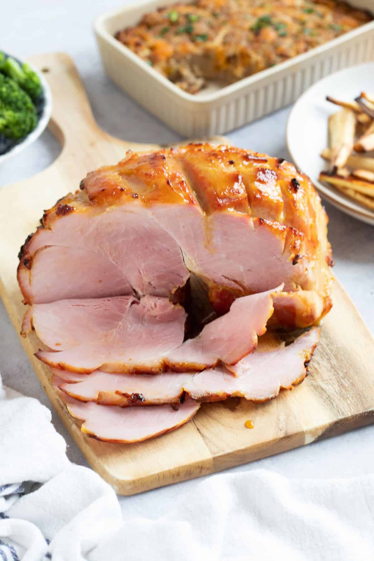 A roast gammon joint with a sticky honey glaze.