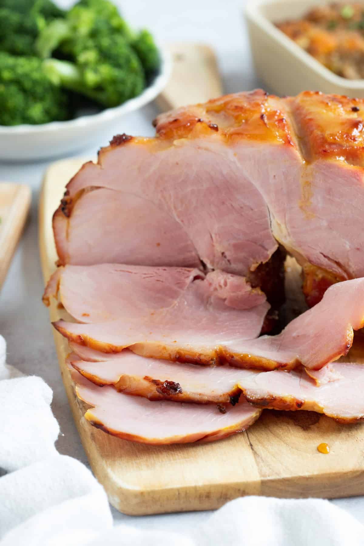 Thin slices of honey roast gammon.