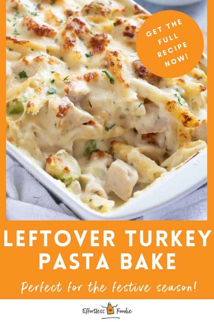 Turkey pasta bake pin image.