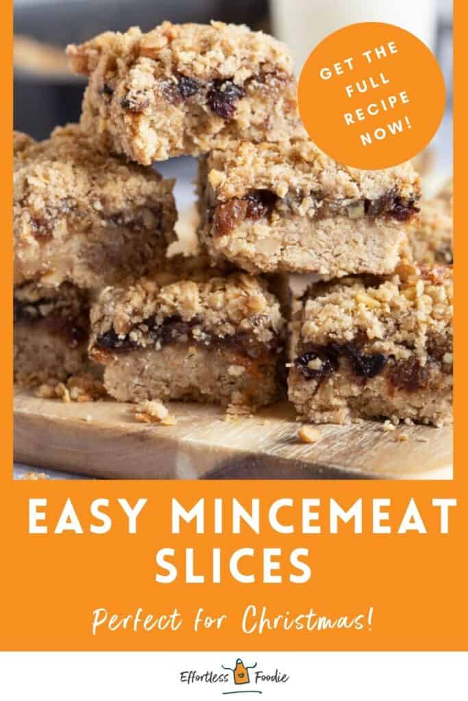 Mincemeat crumble slices pin image.