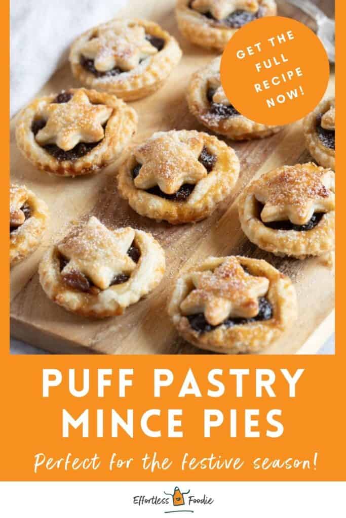 Puff pastry mince pies pin image.