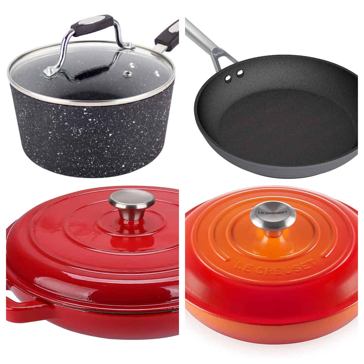 Various saucepans.