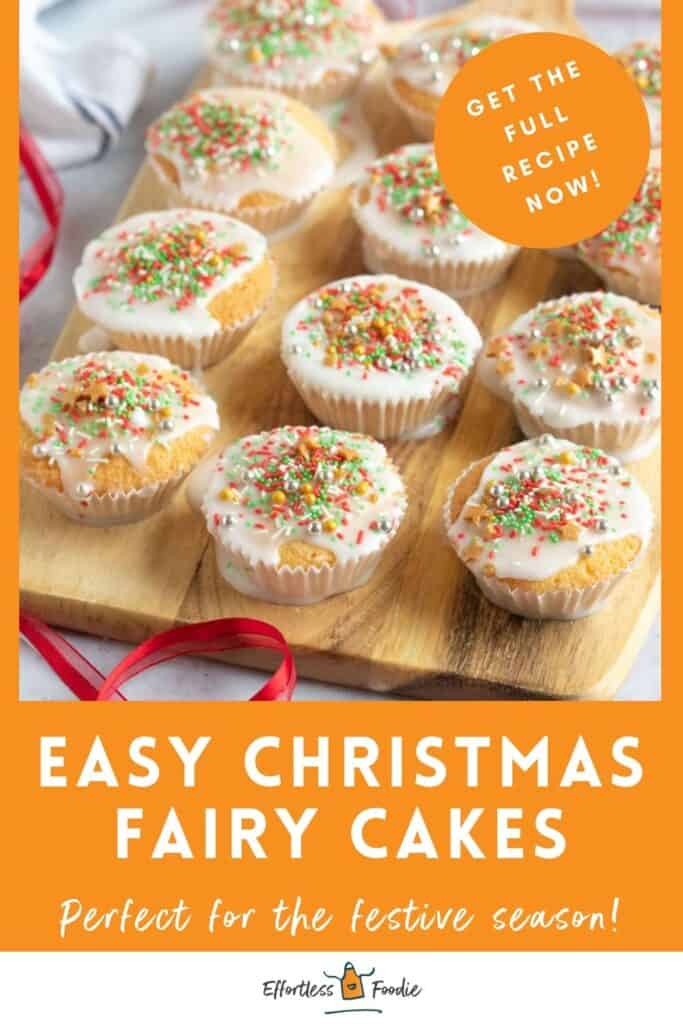 Christmas fairy cakes pin image.