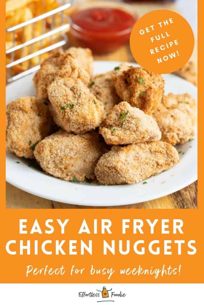 Air fryer chicken nuggets pin image.