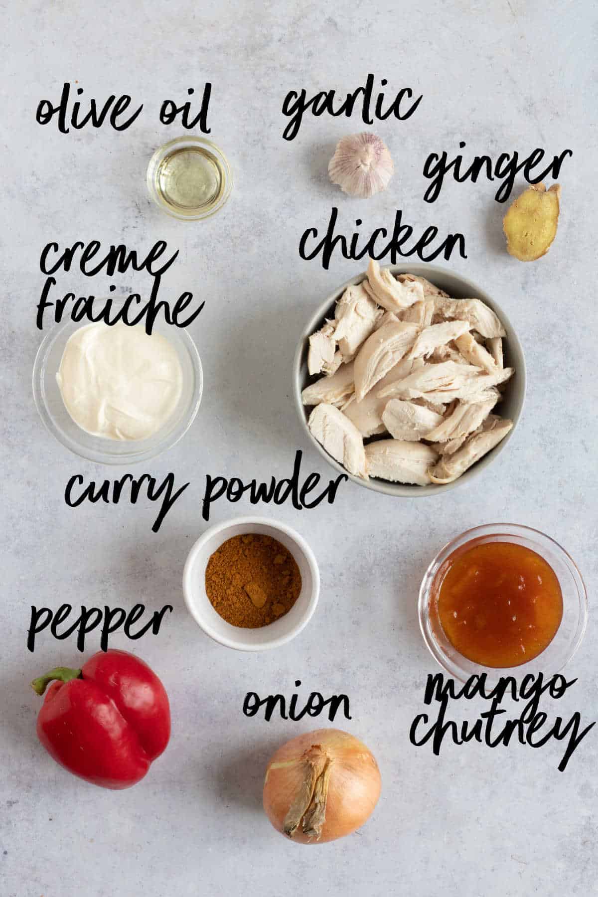 Ingredients for roast chicken curry.