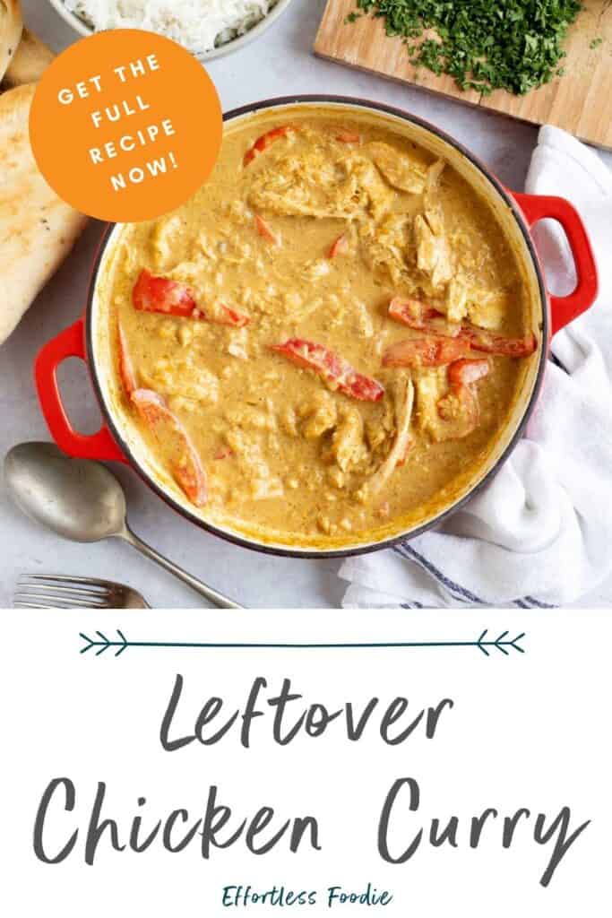 Leftover chicken curry pin image.