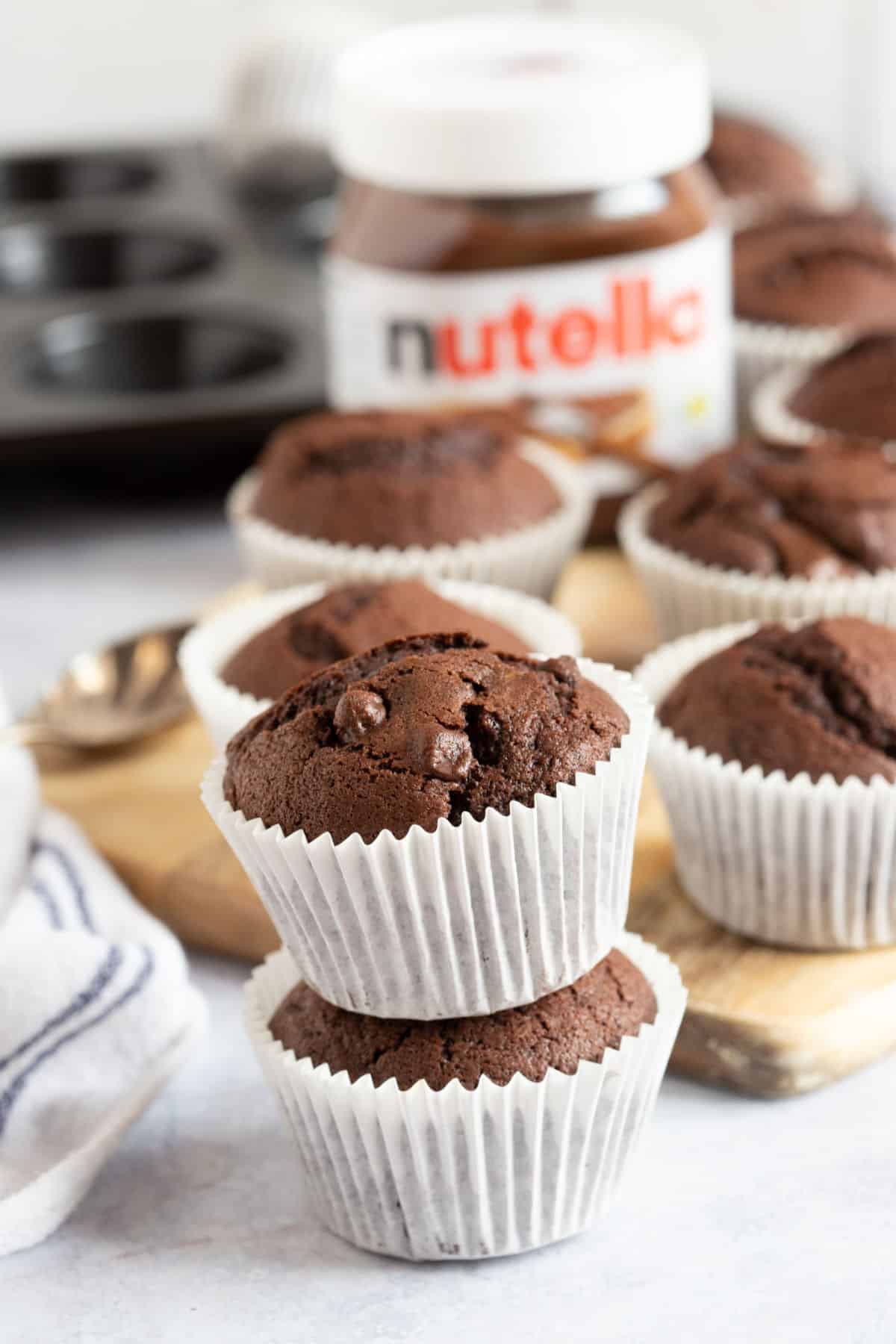 A stack of Nutella muffins.