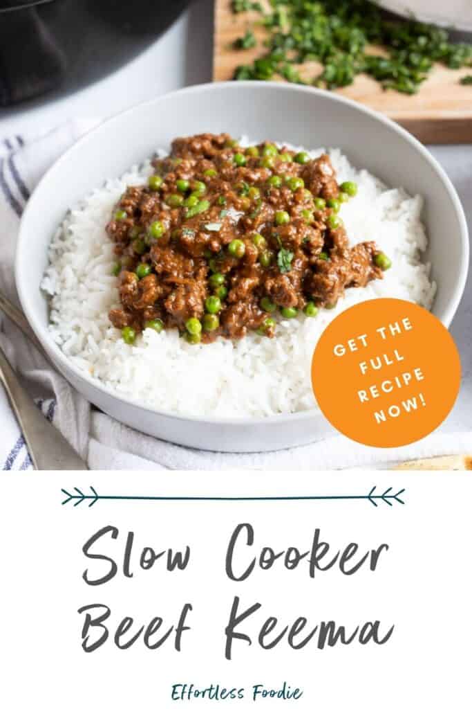 Slow cooker beef keema pin image.