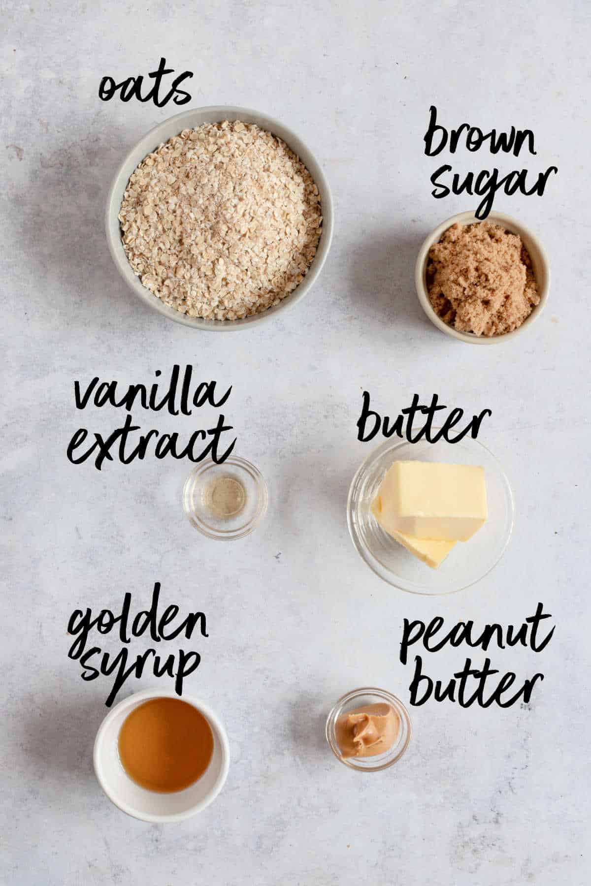 Ingredients for no bake flapjacks.